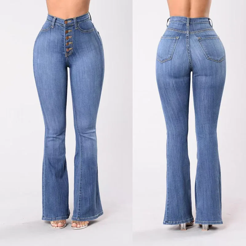 

2025 European American Hot Style Women's High Waist Bootcut Jeans Skinny Hip Lifting Streetwear Four Seasons Wear