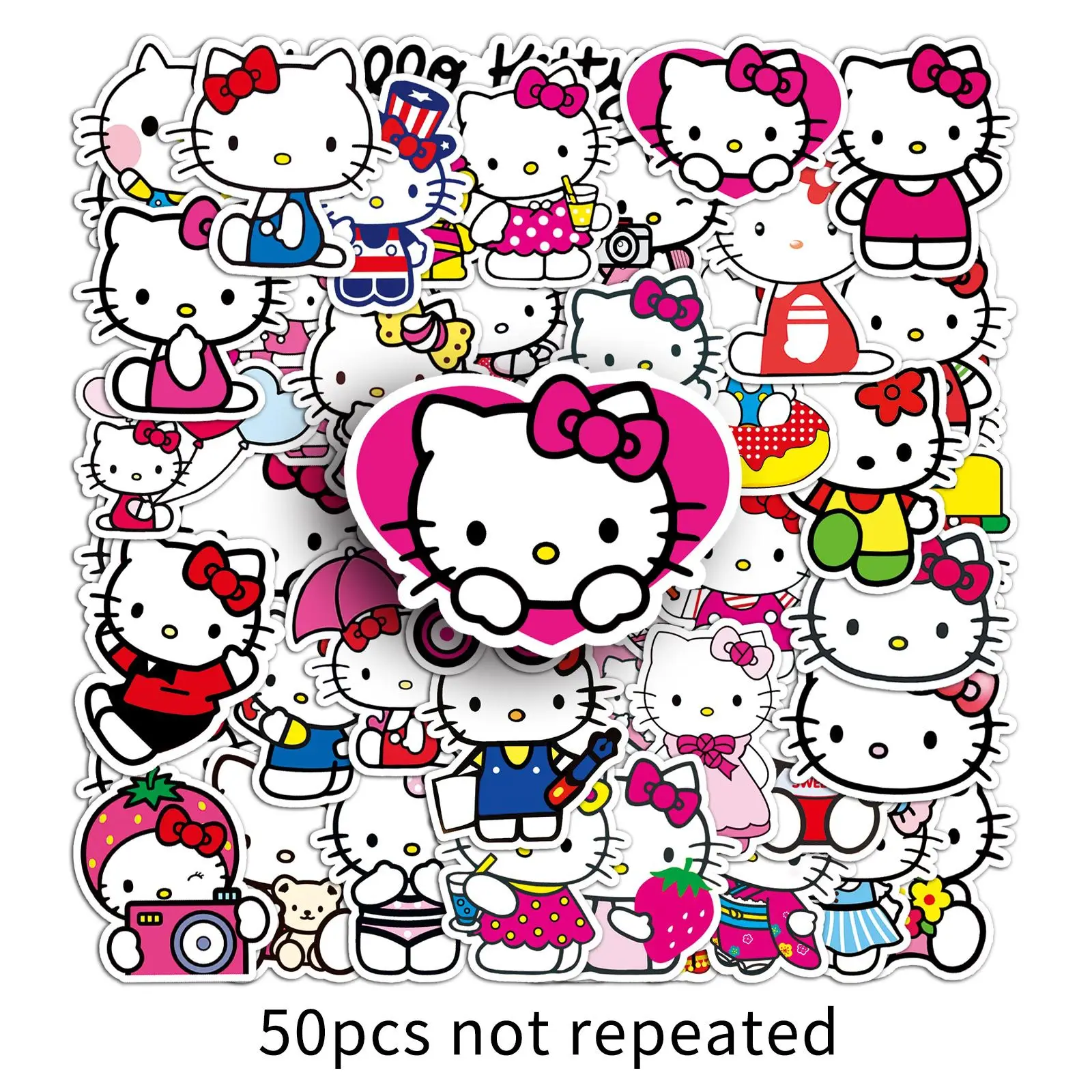 50 pz non ripetuto carino ciao Kitty Graffiti cartone animato cellulare tazza d\'acqua Tablet bagagli adesivo impermeabile