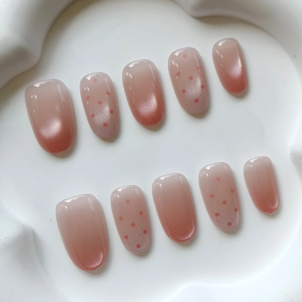 10 Stück Süße Niedliche Vergoldete Polka Dot Sterne Kurze Mandel Wiederverwendbare Nagelkunst Französischer Stil Katzenaugen-Nagelaufkleber Aufklebnägel – Detail 8