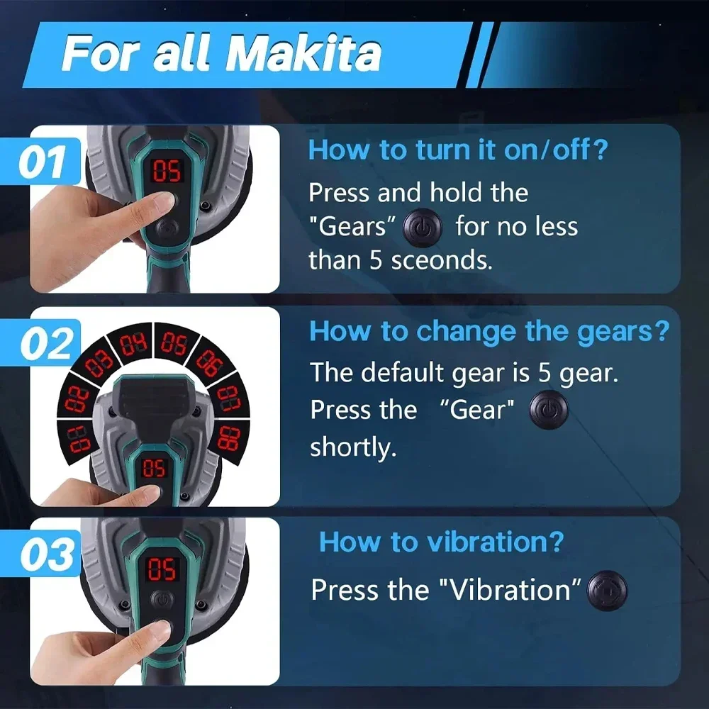 8 Speed Vibrating Device For Tiles Tile Laying Machine Leveling Machine Cordless Tile Installation Tool for Makita 18V Battery