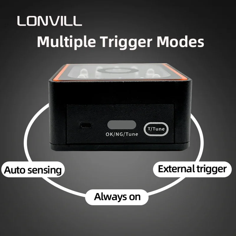 

LONVILL Long Distance Industry Compact Qr Code Reader Highly Integrated Fixed Mount Barcode Scanner