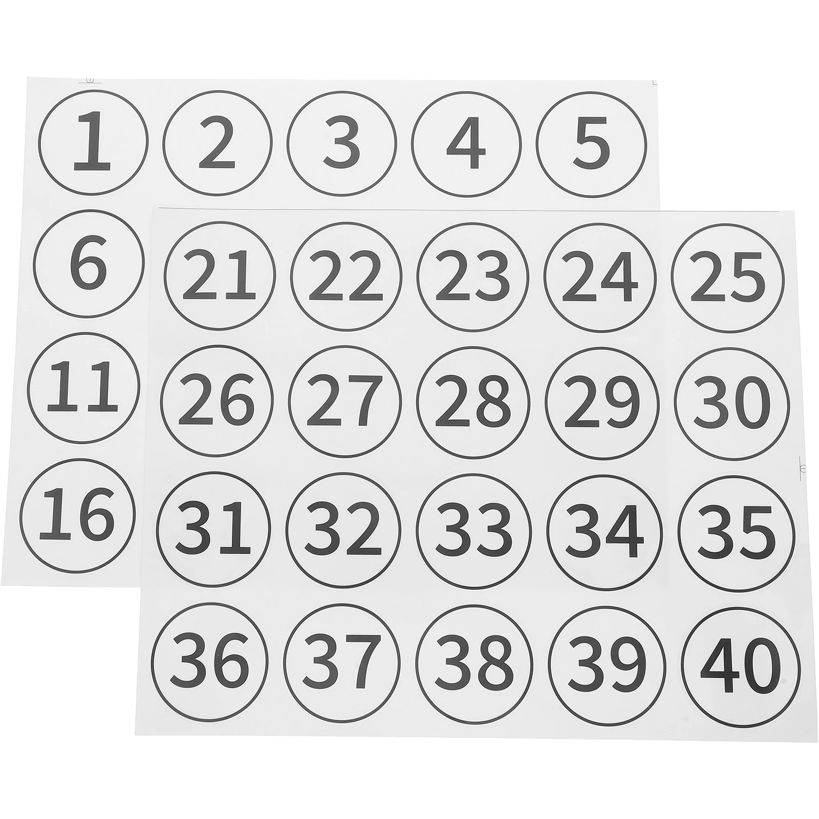 

40pcs Number Stickers Clear Self Adhesive PVC Labels for Classroom Garage Storage Office Classification File Folder Tag