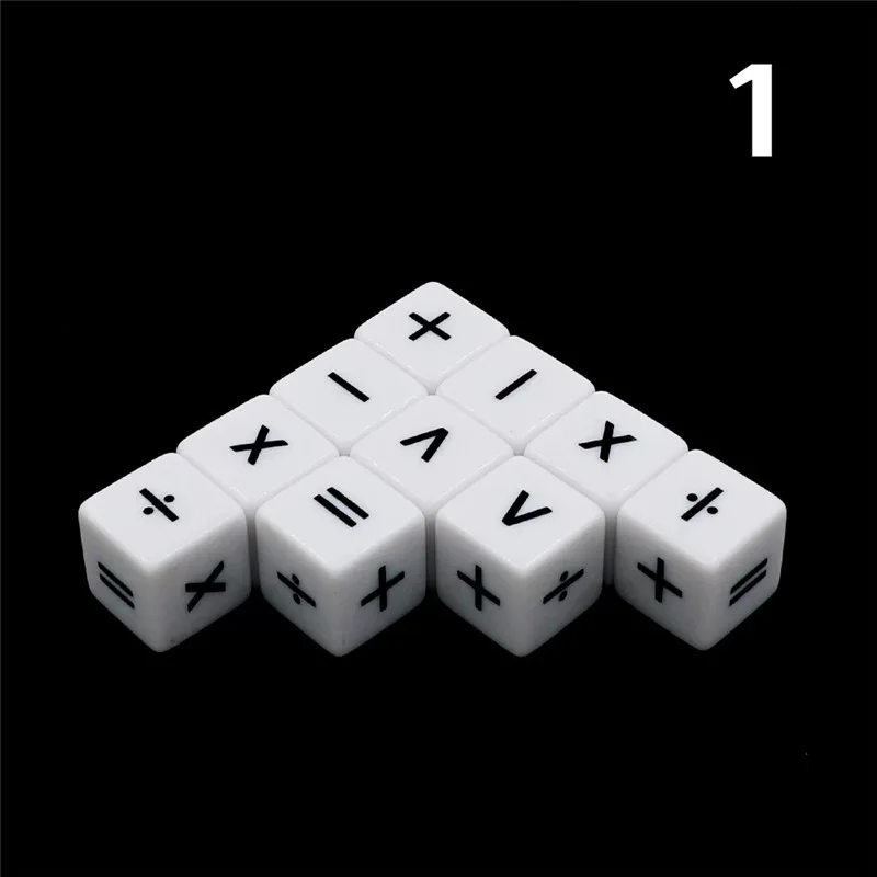 10 PCS/Set D6 Fraction Symbol Number Funny Dice Multiplication And Division Dice Education Game Accessory