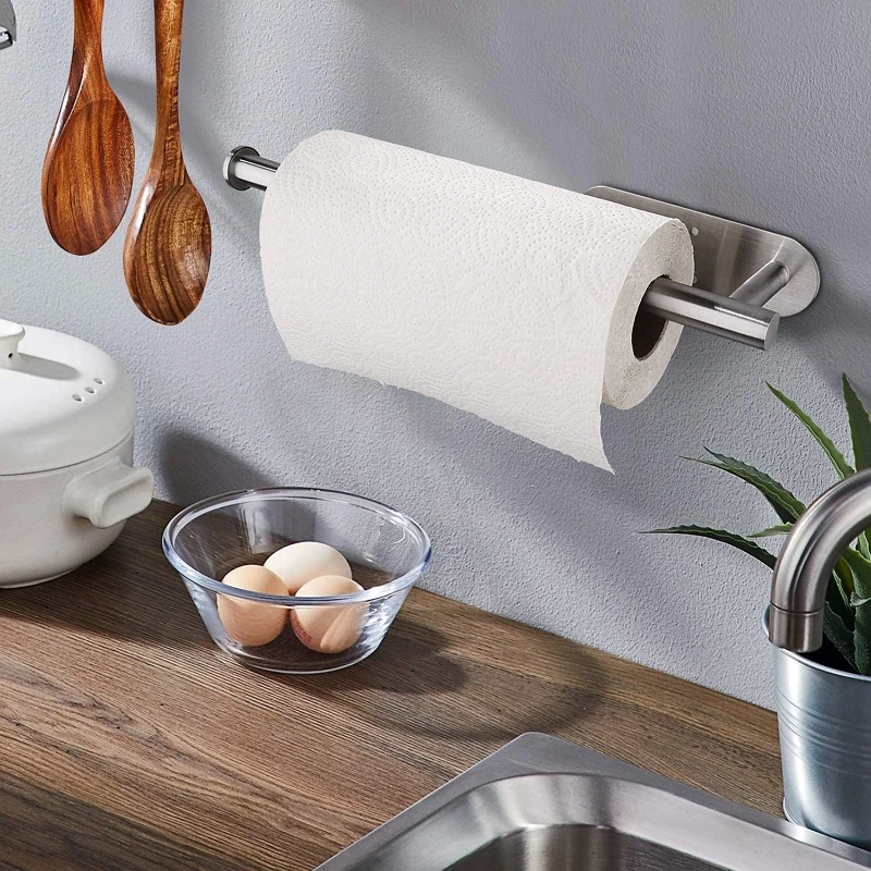 

Wall Kitchen Paper Towel Holder Self-Adhesive Toilet Roll Paper Holder Tissue Rack Napkin Cabinet Storage Bathroom Accessories