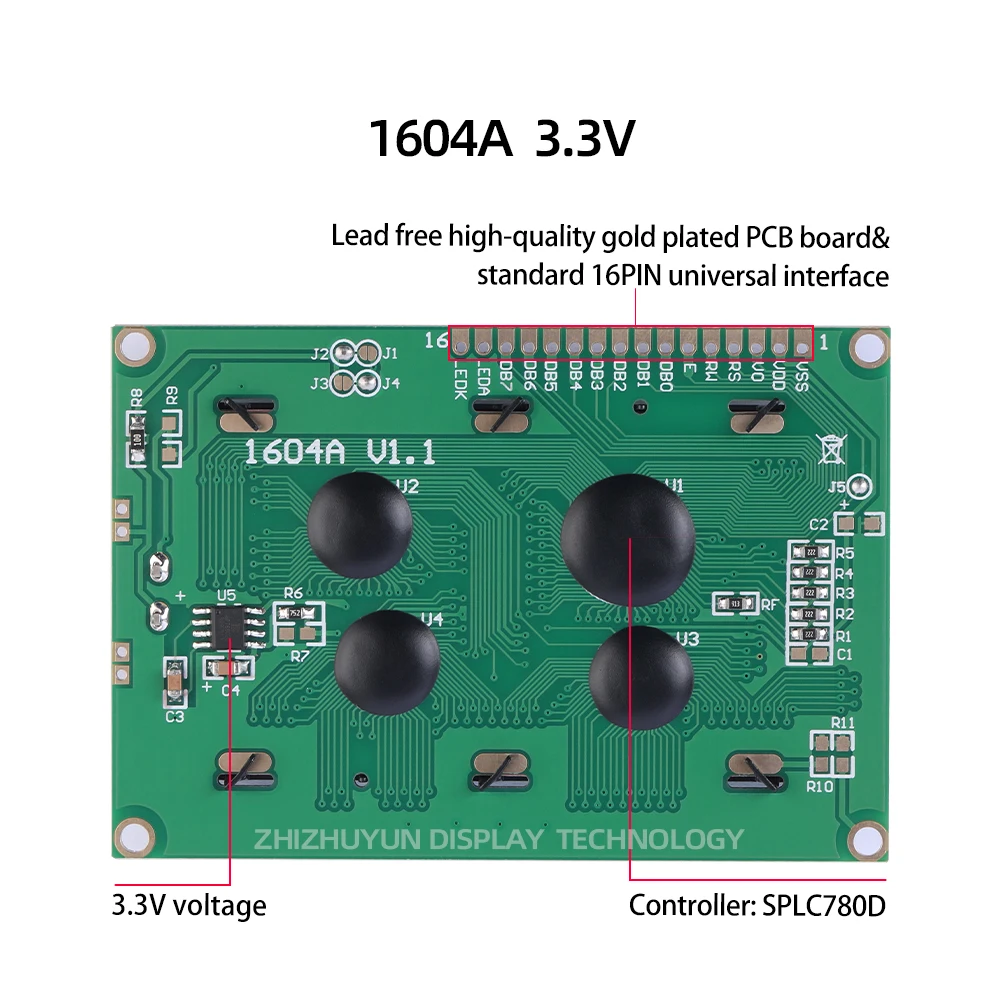 Azul Membrana Tela De Exibição LCD, Tela De Personagem, 16*04 Computador Industrial, Tela De Exibição Industrial, Tensão 3.3V, 1604A