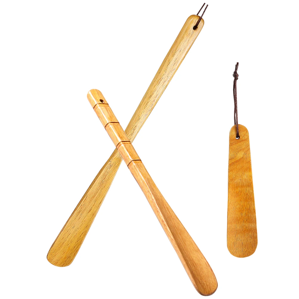 

3 Pcs Shoe Horns for Seniors Long Handle Bamboo Shoehorn Long-handled Adjustable Style
