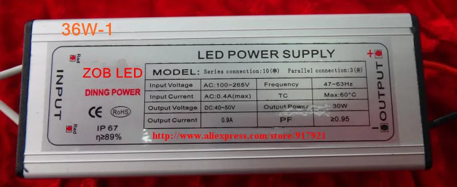 36w led driver ,DC35-45V,0.9A,high power led driver for flood light / street light,IP65,constant current drive power supply,