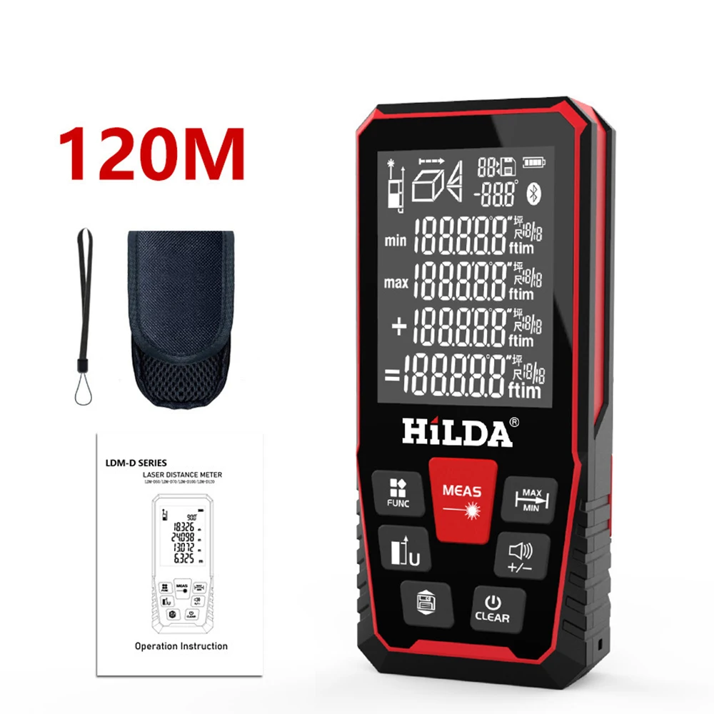 Imagem -05 - Laser Rangefinder Distância Medidor Edifício Medida Régua Construir Medida Tape Range Device 100m 200m