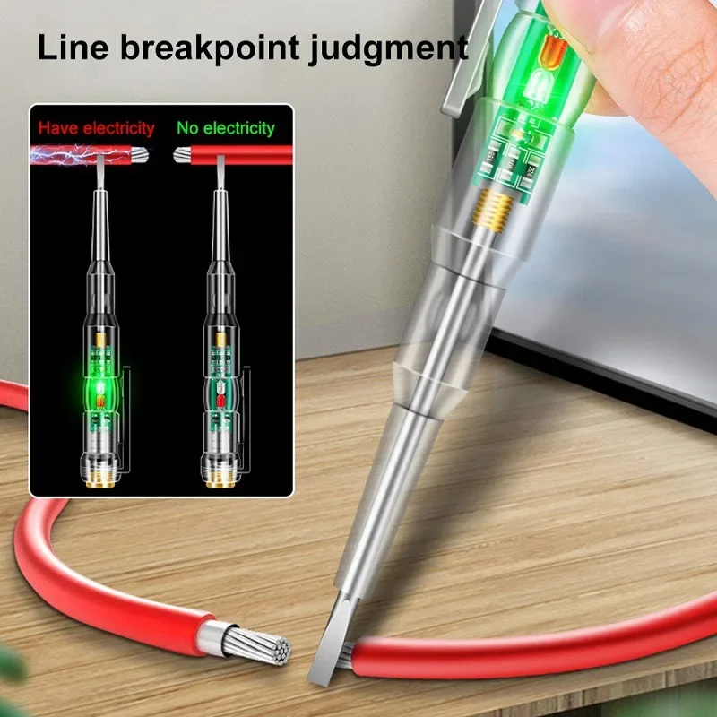 Test Pen Color Double Light Sensor Beep Alarm Electrician Test Broken Zero Fire Wire Detection Pen High Bright Electrician Pen