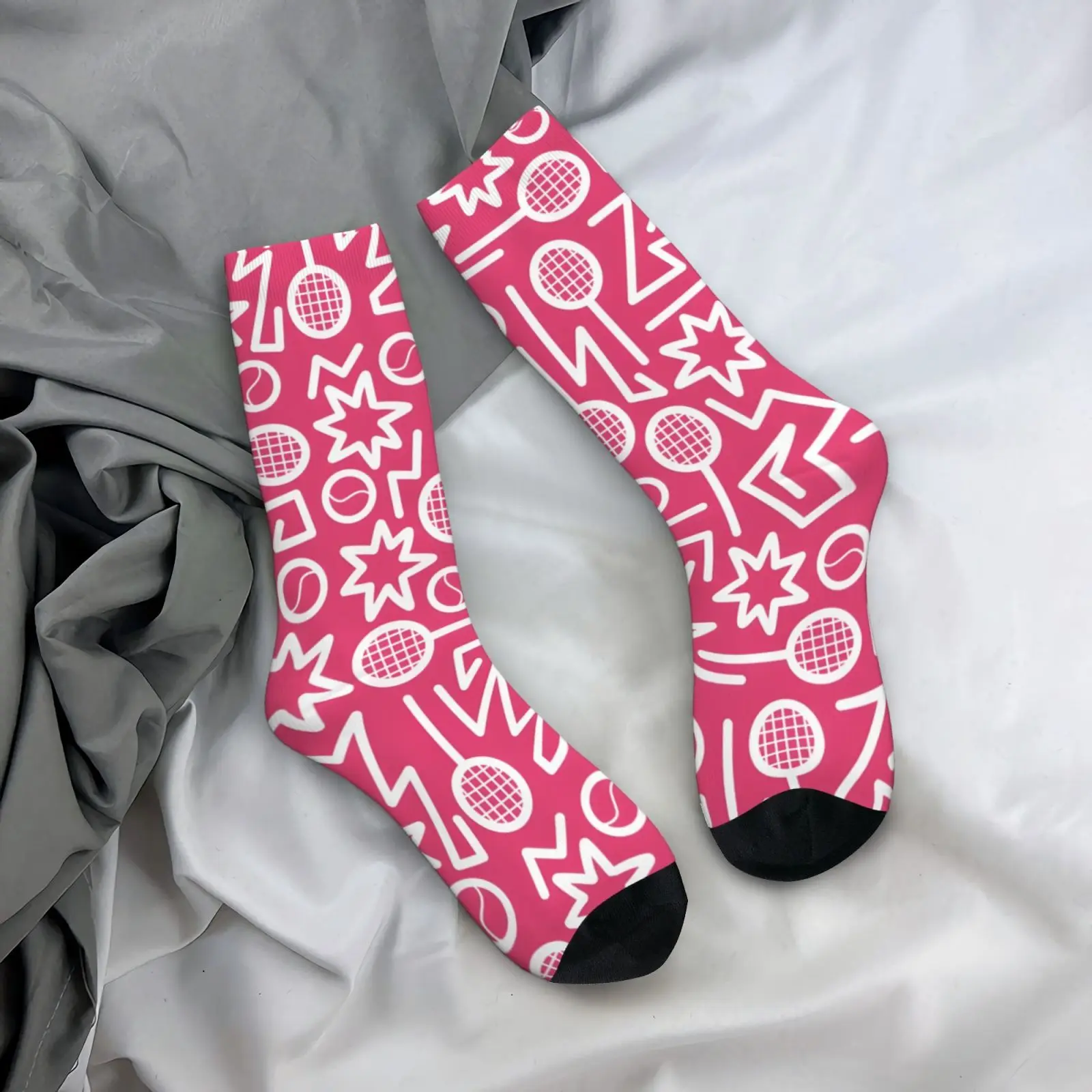 1 Pair Hip Hop Retro Crazy Tennis On Pink Crazy Men's Compression Socks Harajuku Seamless Printed Funny Novelty Happy Funny