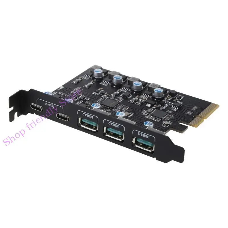 594A PCIE to USB 3.2 Gen 2 확장 카드 20GB 대역폭 5- 포트 (3X USB-A -2X 컨버터 PCIE Splitter 10/8