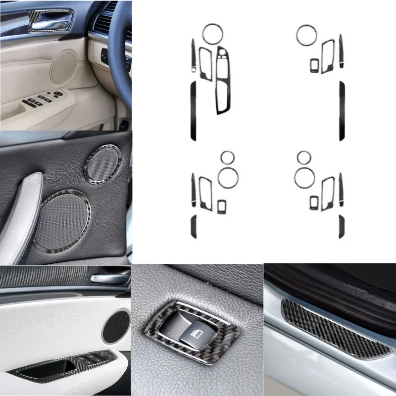 

Carbon Fiber Car Interior Door Decorative Frame Panel Cover Sticker For BMW X5 E70 X6 E71 2008-2013 Styling Accessories