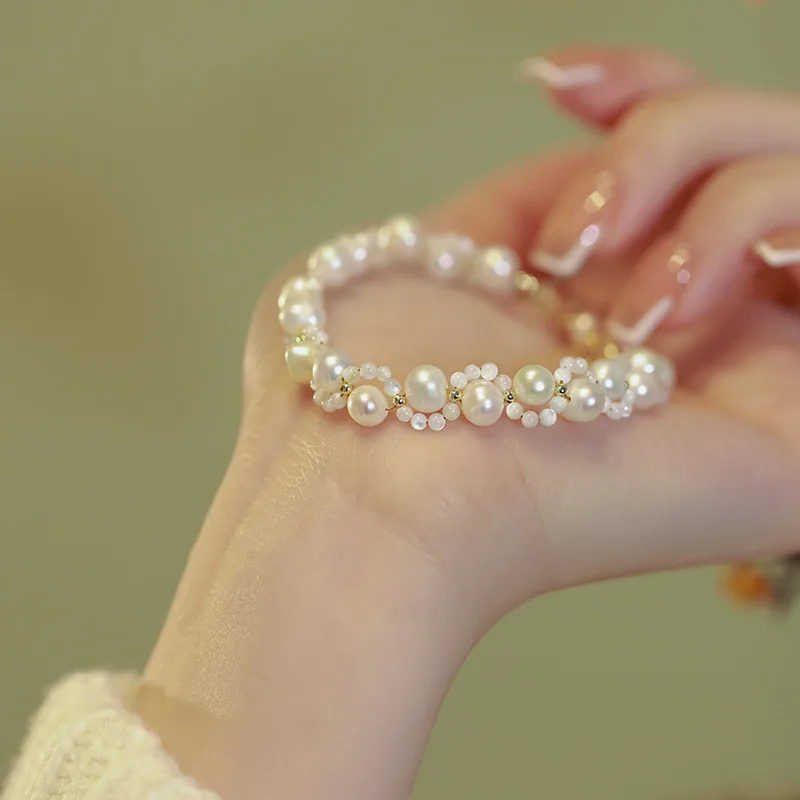 100% لؤلؤ المياه العذبة الطبيعية أنيق القط قدم تصميم 14K الذهب شغل السيدات سوار حلية تعزيز مجوهرات للنساء هدايا