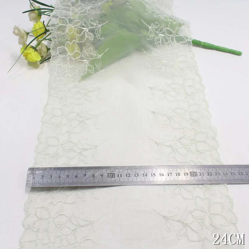 29Yards Bilateral Tulle Embroidered Flower Lace Fabric for Fringes Trim Party Wedding Dresses Curtains Decor Sewing Supplies