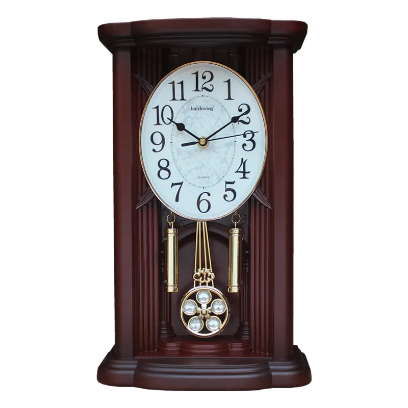

Living room Chinese timekeeping table clock Bedroom silent quartz clock European retro pendulum sitting