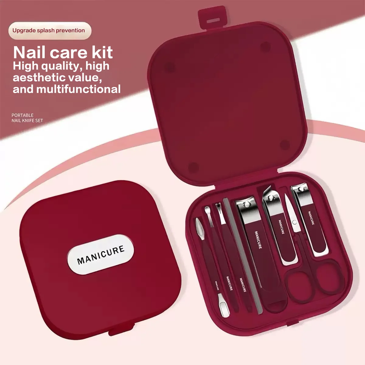 Portable Nail Clipper Set, Anti Splash 8-Piece Set, Nail Clipper, Handheld Trimming Nail Clipper