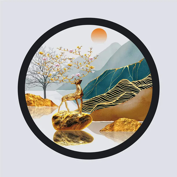 Round LED Mural Wall Lamp Deer Pattern Wall Sconce, Bedroom Bedside Corridor Stair Decor Night Light
