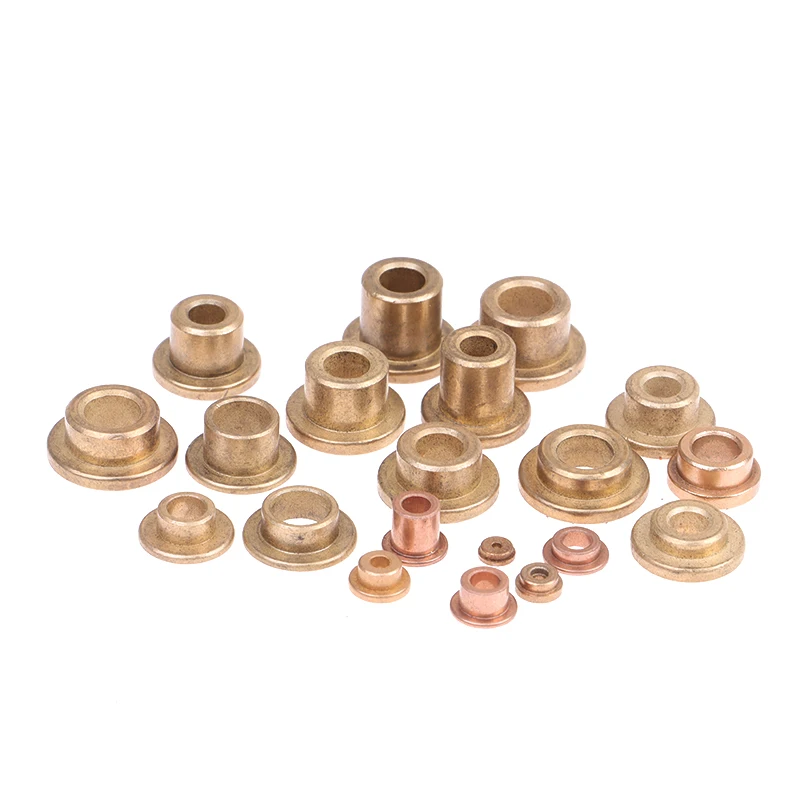 5pcs Powder Metallurgy Oil-impregnated Bearing Flanging Self-lubricating Copper Bush Guide Sleeve With Stepped Flange Hardware