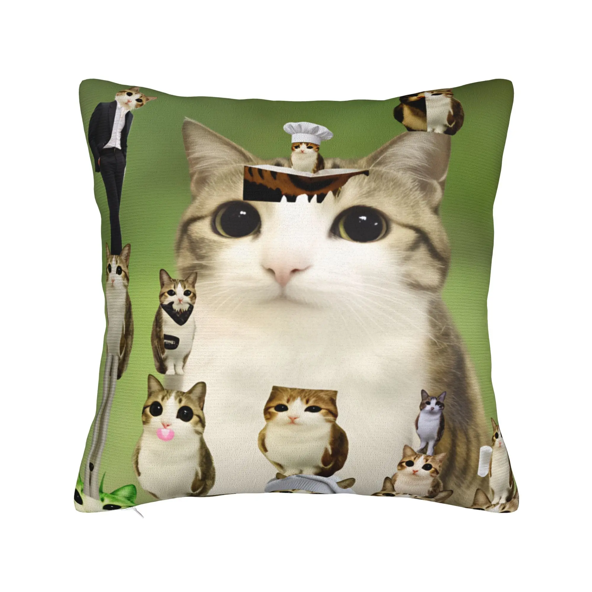 Funny Chaos Meowl Cat Collage Pillow Case  Soft Pillow Cover For Chair Sofa Home Decor Retro Trendy Pillowcases