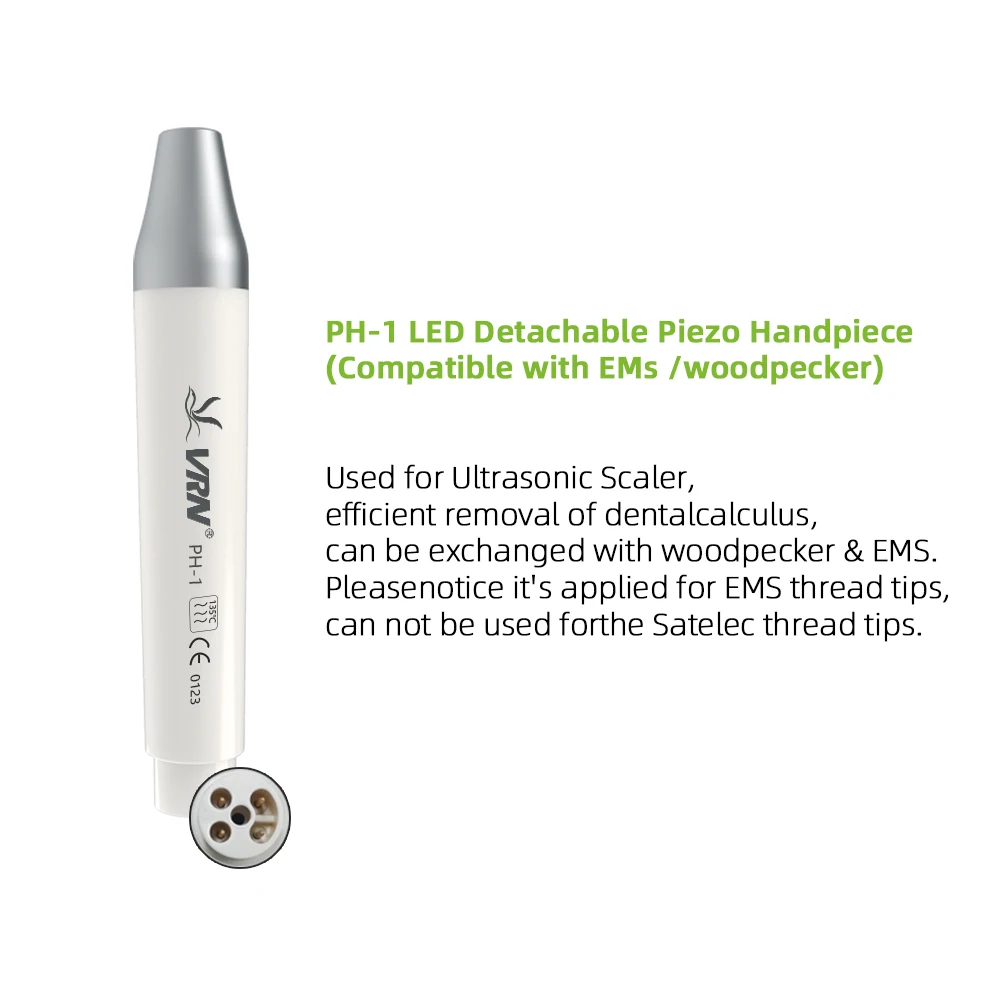 VRN Piezo Scaler Handpiece Detachable LED Handpiece 135℃ High Temperature Sterilization Fit for Woodpecker EMS image 3