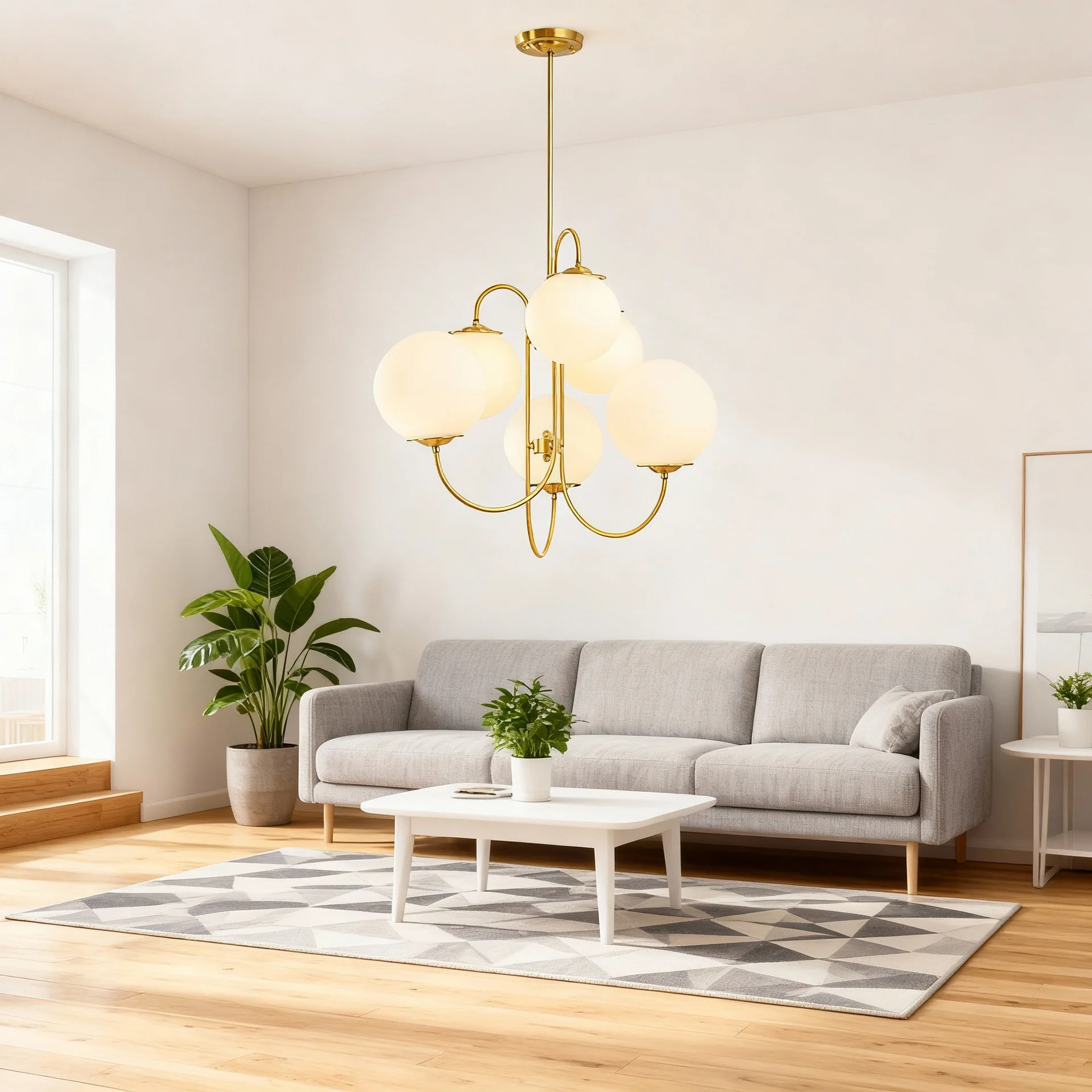 Nordic Simple Multi-head Glass Ball Chandelier Living Room Dining Room Personalized Molecular Magic Bean Pendant Lamp