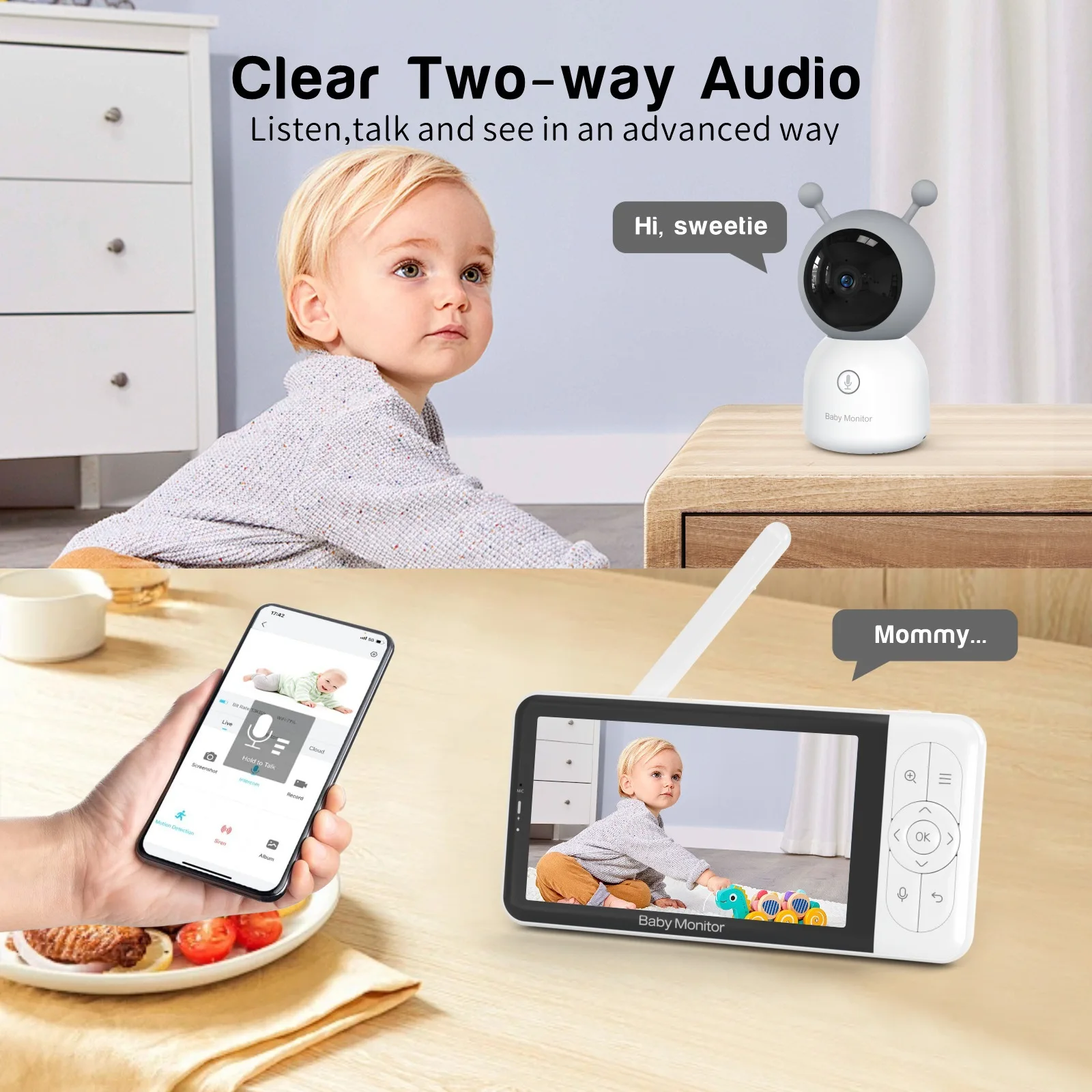 Baby6TS 5 inch night light baby sitter Dual mode smart baby sitter