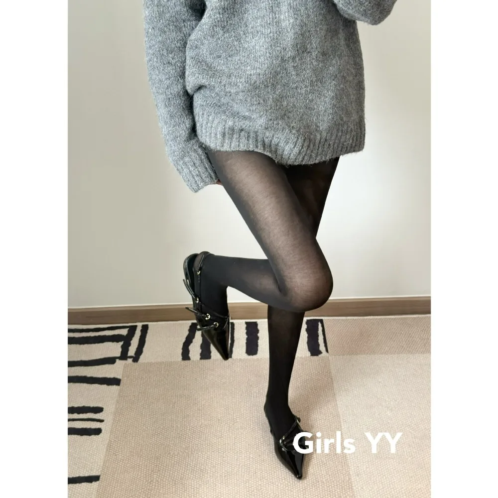 Women's Grey High Waisted Thin Tights Legging Autumn Korean