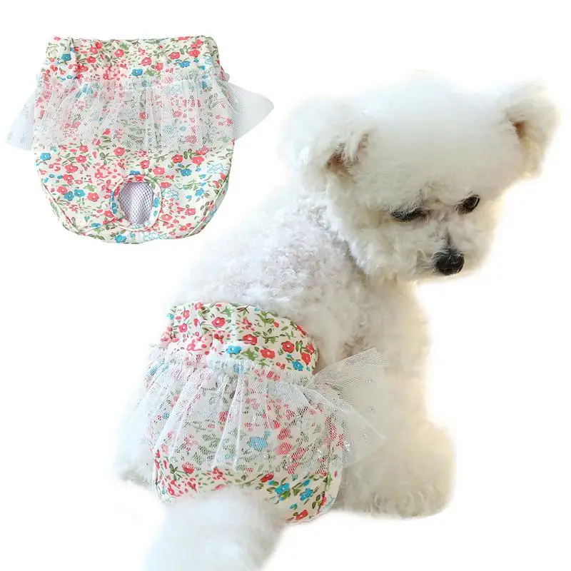 Pet Briefs Dog Pants Wraps Female Diapers For Heat Cycle Floral Design Reusable Washable Physiological Shorts For Small Dogs Pet