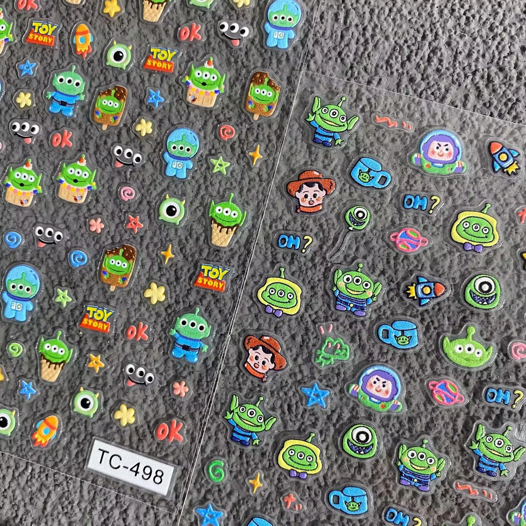 Cute cartoon animation Alien Woody Toy Story Buzz Lightyear nail stickers relief DIY handheld account CCD decoration