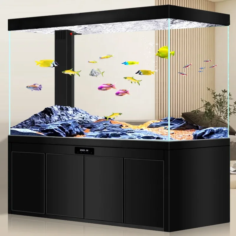 

New fish tank living room bottom filter ultra-white glass household partition ecological dragon fish tank no-change aquarium box