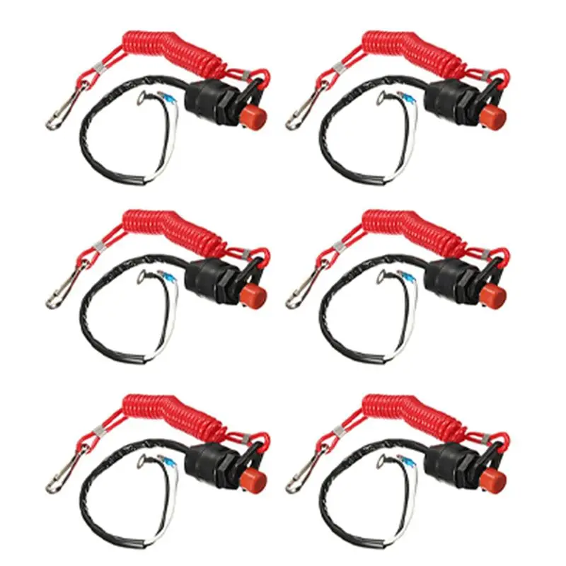 Authentic 6X Boat Motor Emergency Kill Stop Switch For Outboard Stop Kill Switch Cut Off Switches With Tether Lanyard
