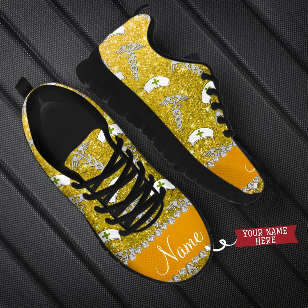 INSTANTARTS First Aid Paramedic EMT EMS Pattern Women Ladies Casual Sneakers Lightweight Flat Shoes Nursing Walking Footwear Hot