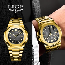 LIGE Top Brand Luxury Quartz Watches for Men Fashion Stainless Steel Man Watch Auto Calendar CasualSport Male Clock Wristwatches