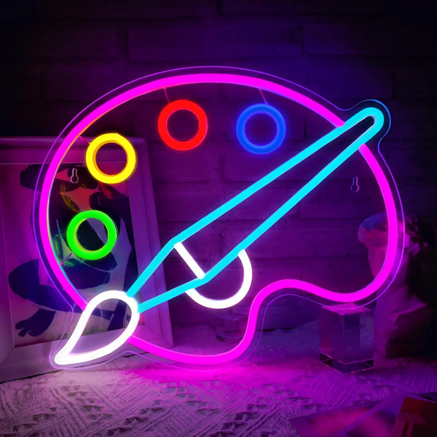 

Paint Palette Neon Sign Dimmable Neon Lights for Bedroom Game Room Art Classroom Studio Decor Aesthetics Draw Birthday Gifts