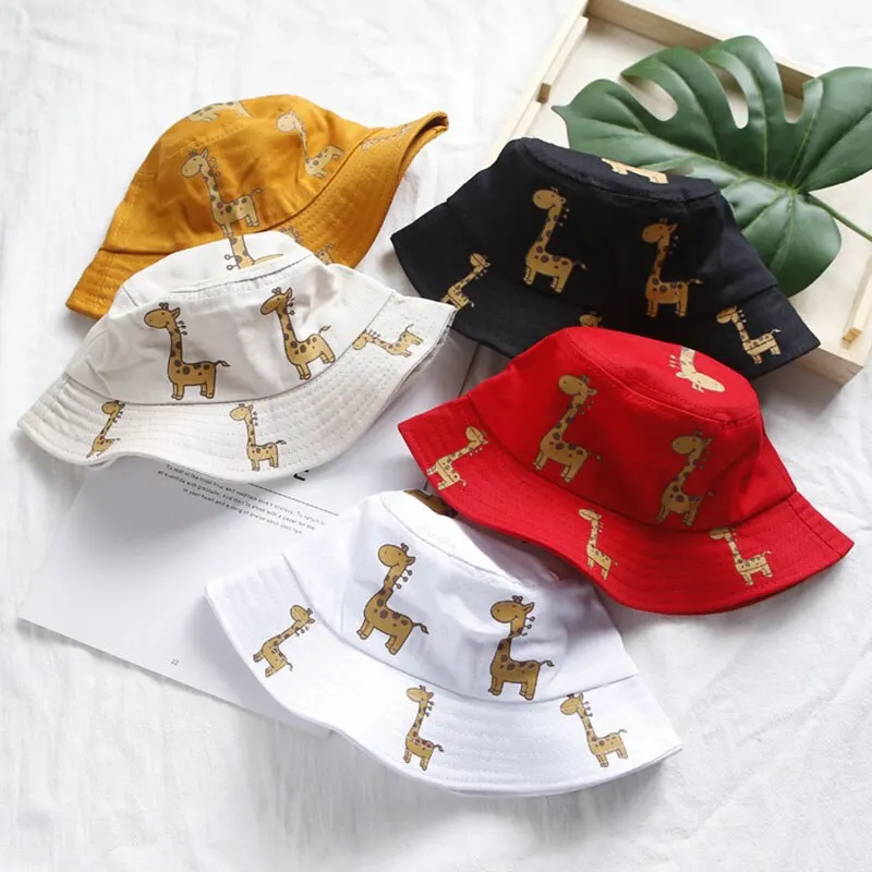 Cartoon Giraffe Baby Bucket Cap Outdoor Beach Children Sun Hat Kids Panama Cap Baby Boys Girls Ca