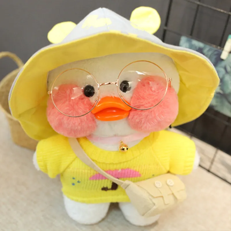 2022 30cm Lalafanfan Duck Plush Cute Duck Doll Lafan Toy Children Doll Cute Matching Clothes Glasses Accessories Gifts Fast Ship