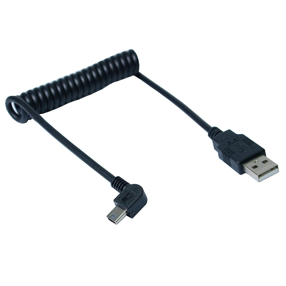 100 cm Right angle 90 degree USB 2.0 Mini Male to a Type Man Stretch Data Cable for SSD Hard Disk