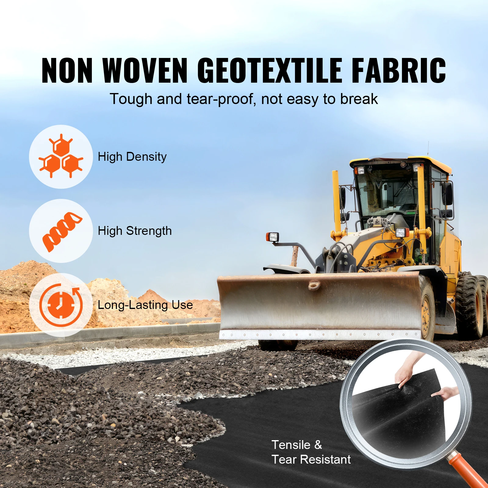 VEVOR Non Woven Geotextile Fabric Under Gravel 10 x 100FT 8OZ Driveway Fabric Landscape Fabric Heavy Duty Weed Barrier Fabric