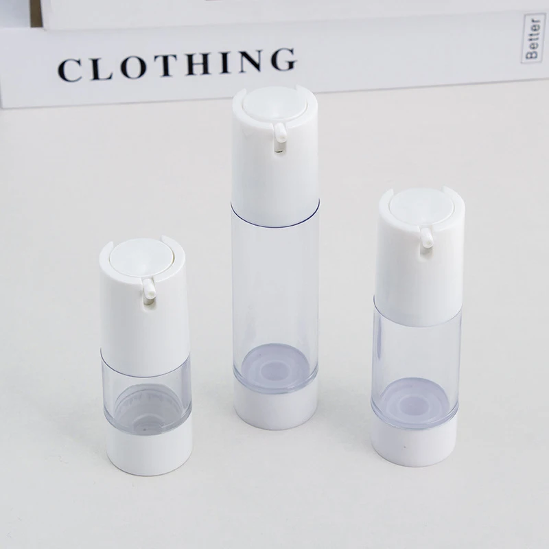 1pc 15ml 30ml 50ml Airless Pump Cosmetic Container Clear Thickened Round Lotion Empty Airless Bottle