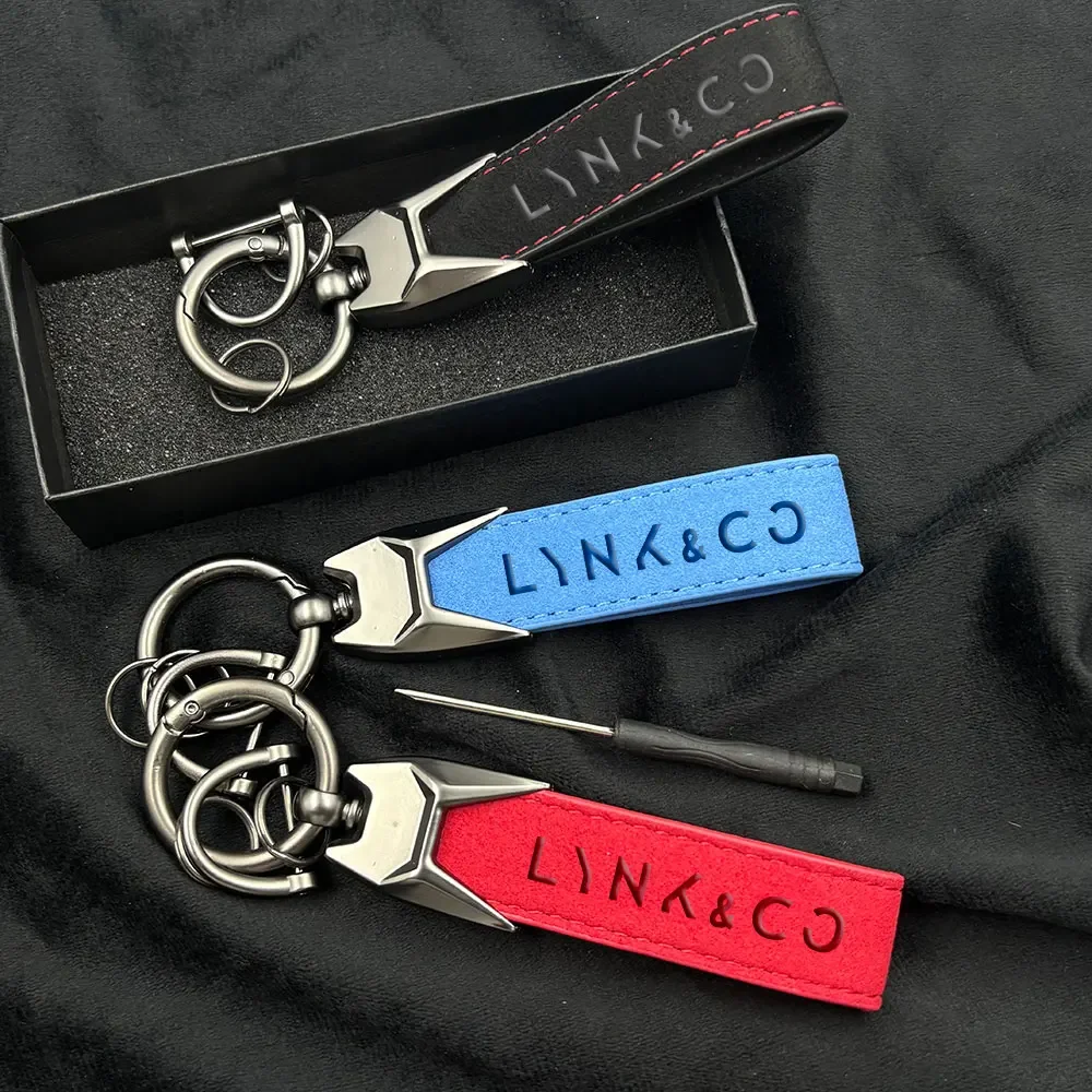 High Grade Suede Leather Car Keychain Key Rings Custom Gift 3D imprinting with For LYNK&CO 03 PHEV 05 08 09 PHEV 09 MHEV 01 06+