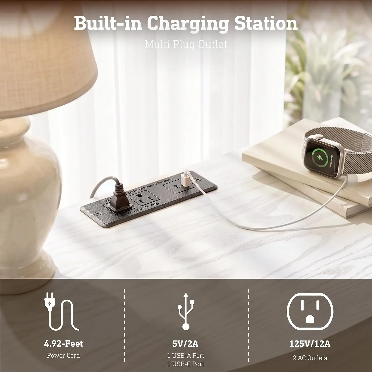 27.5" Wide Extra Large with Nightstand Set of 2 Charging Station & Open Shelf, Pre-Assembled,Vintage Bedside Table w/2 Drawers