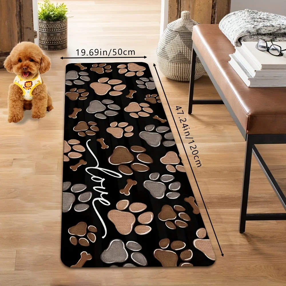 VIKAMA-felpudo bonito de dibujos animados con estampado de pata de cachorro, felpudo de bienvenida, alfombra de cocina, sala de estar, alfombra de invierno para dormitorio, hogar cálido D