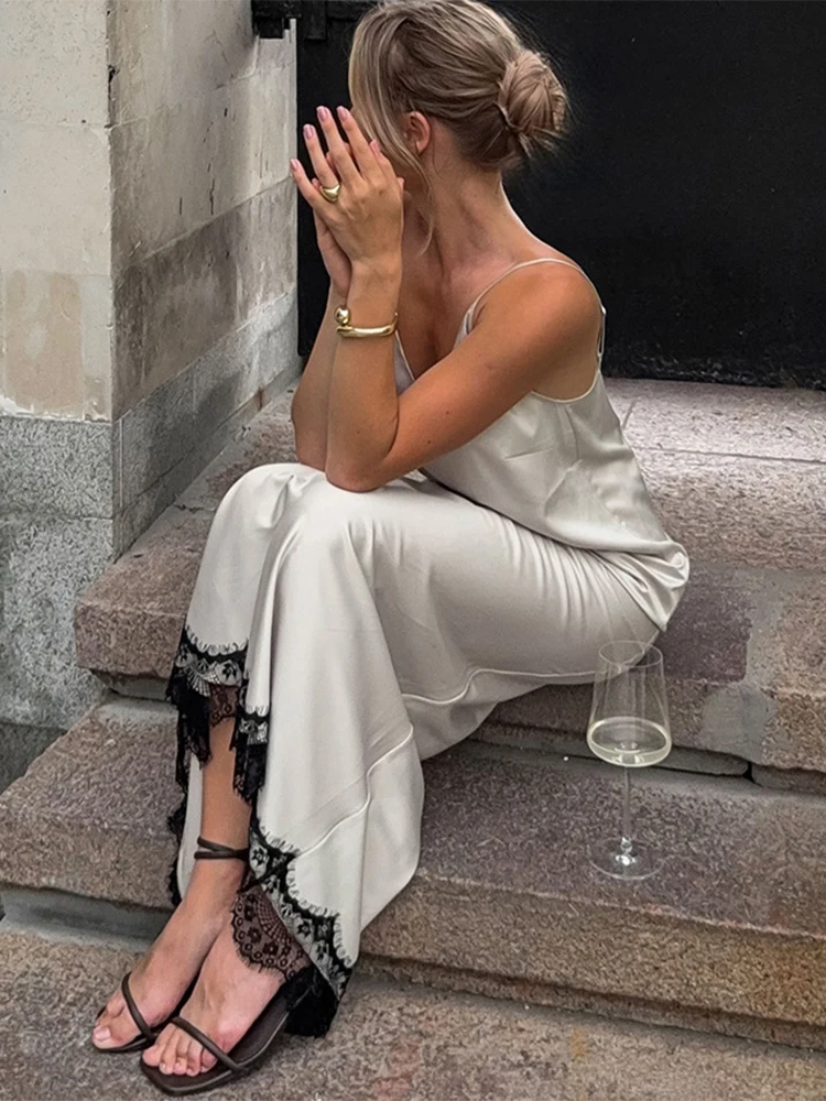 2025 الدانتيل المرقعة فستان ستان للنساء الصيف قبالة الكتف عالية الخصر فساتين طويلة نادي حفلة مثير عارية الذراعين فستان أنيق