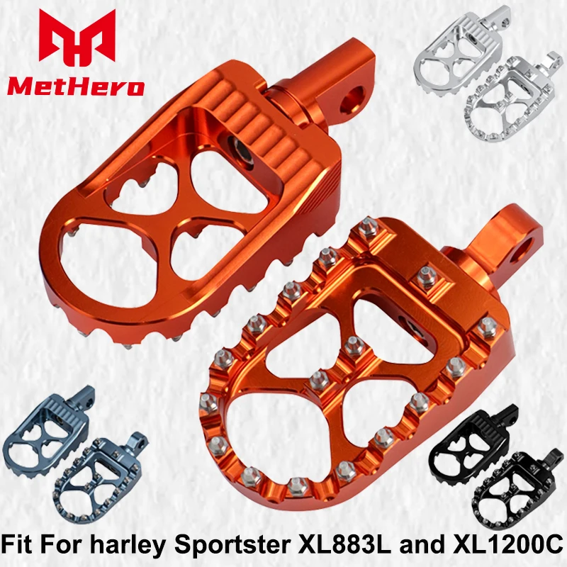 

For Harley Sportster XL 883 1200 and XL1200C 2011-later H6 2018-later XL1200XS Motorcycle Foot Pegs MX Wide Fat Footrests Pedals