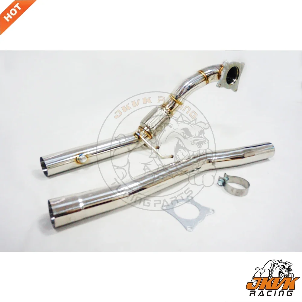 JKVK RACING SS304 Exhaust Downpipe 76mm  High Flow For MK6 R A3 8P S3 TTS 1.8L 2.0L TFSI Catless Downpipe 2006-2012
