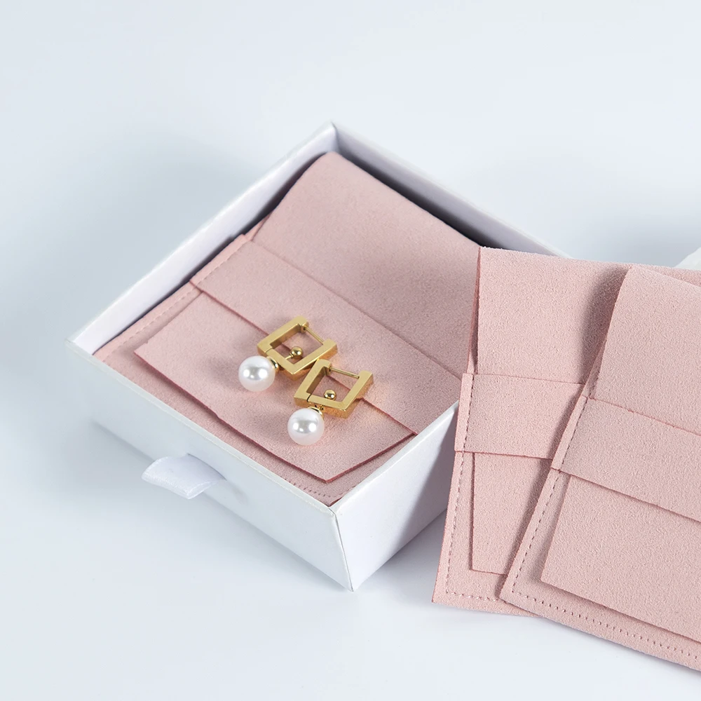 

5Pcs Lovely 6.2x6.2cm Microfiber Strip Gift Bag 8x8cm Jewelry Envelope Sachet Earrings Pouch Wedding Candy Fashion Packaging