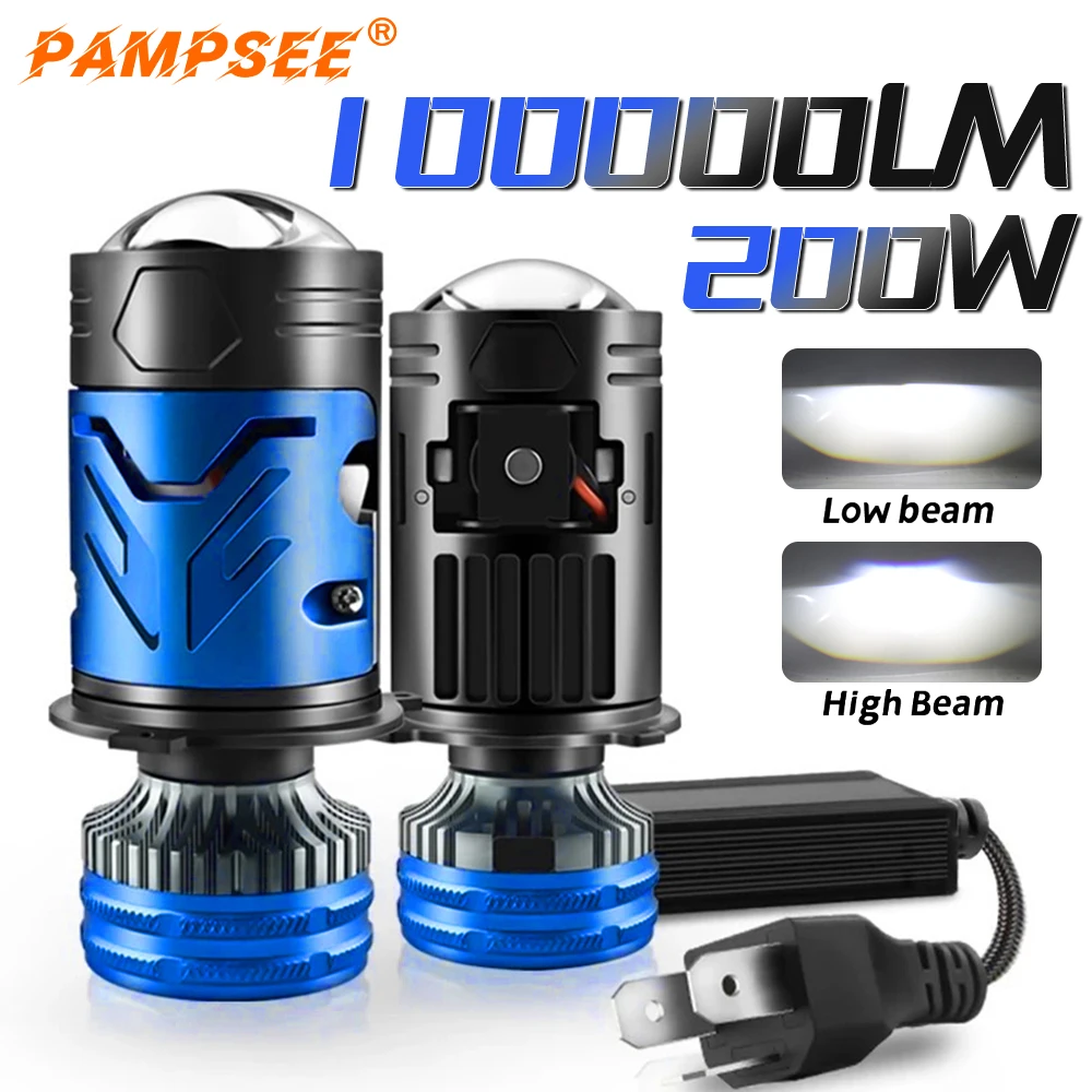 

2PCS Mini LED Lens H4 Headlight Bulbs 12V Super Bright Hi/Lo Beam 6000K White Light For Car Motorcycle Auto Accessories