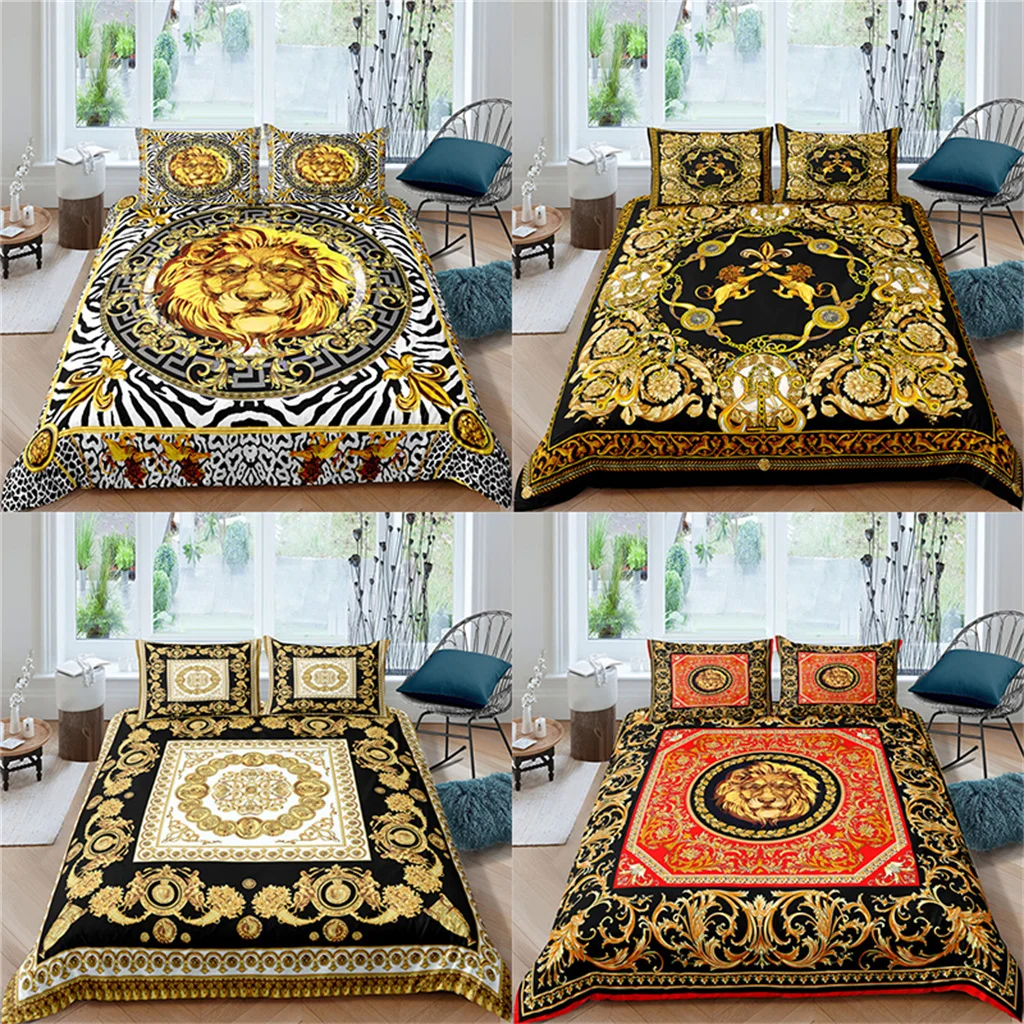 

Luxury Black Gold 3Pcs Geometric Kids Twin Queen King Full Size Duvet Cover Bedding Linen Set 2 Seater Bedspread 200x200 240x220