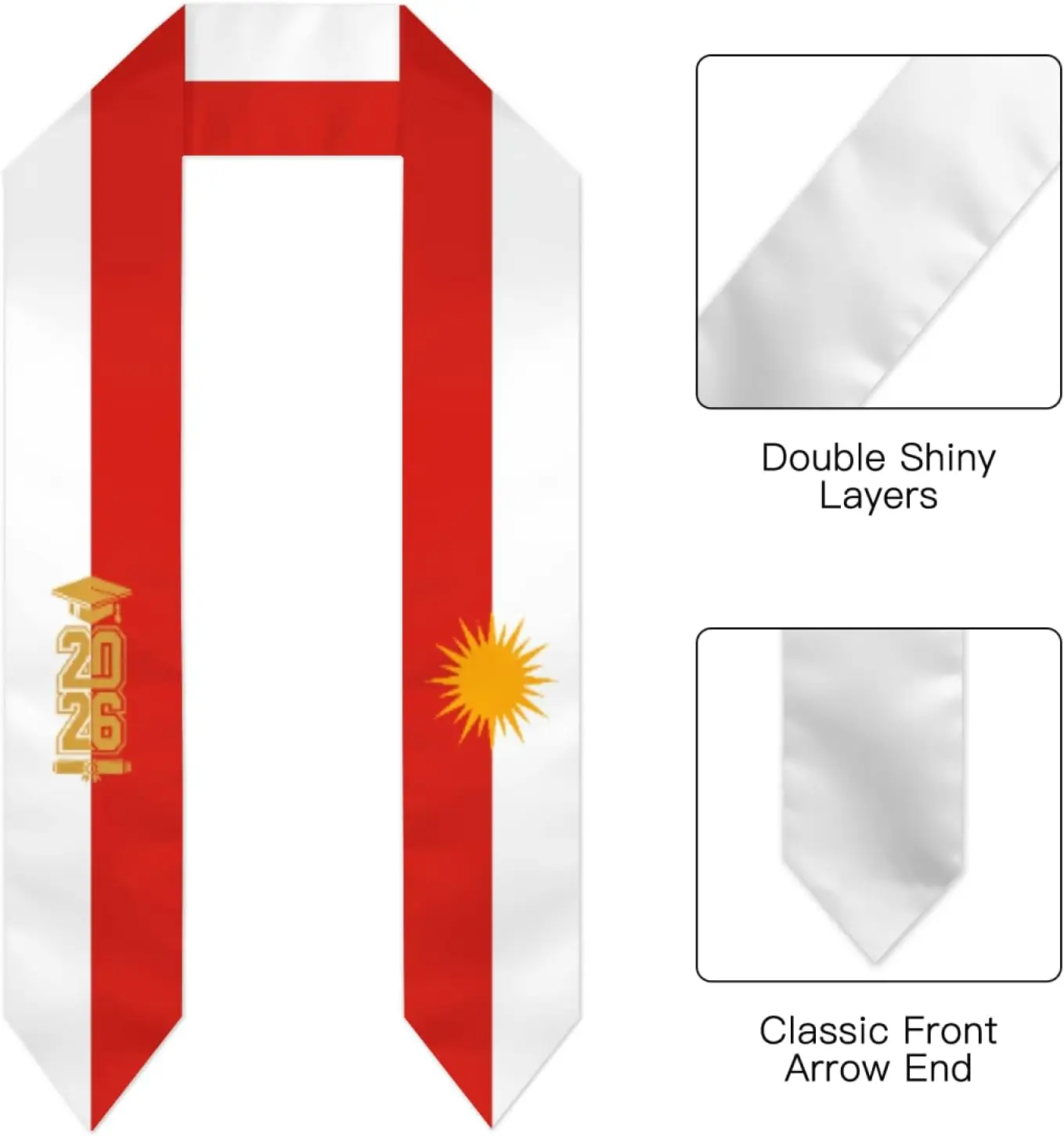 Class of 2026 Yezidi Flag Stoles Shawls Sash for Graduation Pride Cheers Women Men Accessories