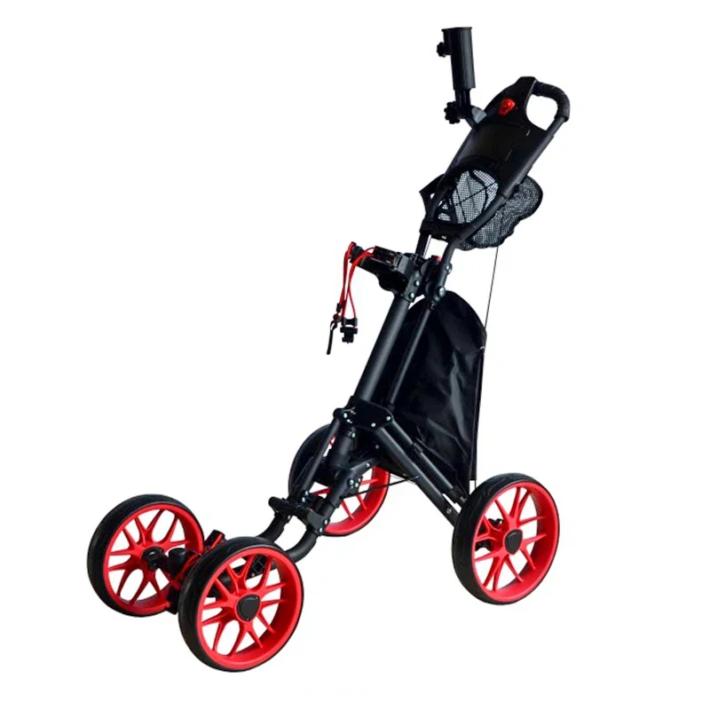 Folded Tricycle,Black Golf Trolley Accessories 3 Wheel Golf Trolley With Footbrake